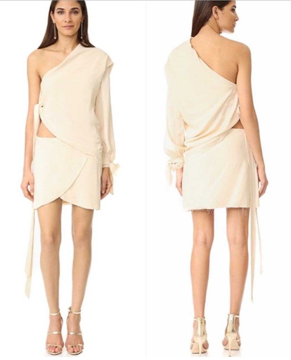 Bec + Bridge Cream Rosewood one shoulder dress